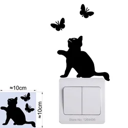 Whimsical Animal & Fairy Wall Decal for Nursery and Children's Room Decor (013 Cat Butterfly)