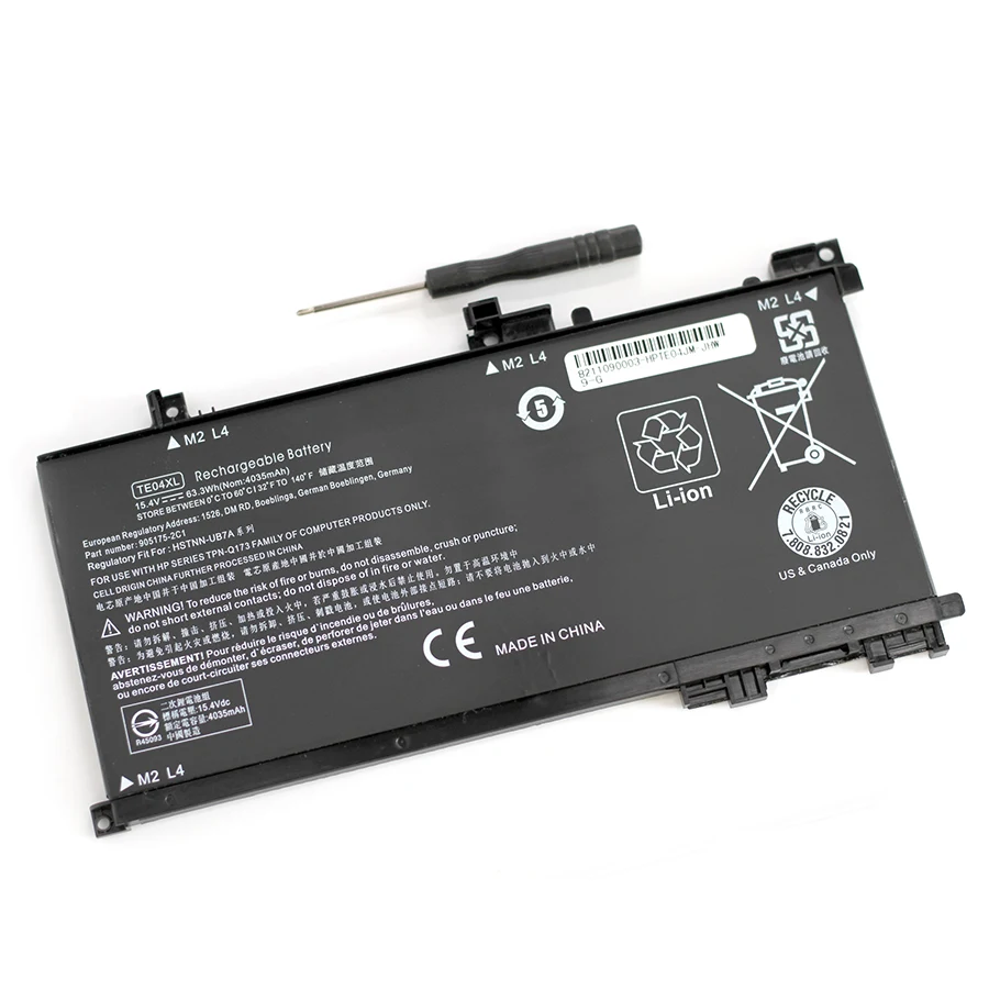 

ApexWay TE04XL HSTNN-DB7T 905175-2C1 15.4V 63.3WH laptop battery for HP OMEN/Pavilion 15 TPN-Q173