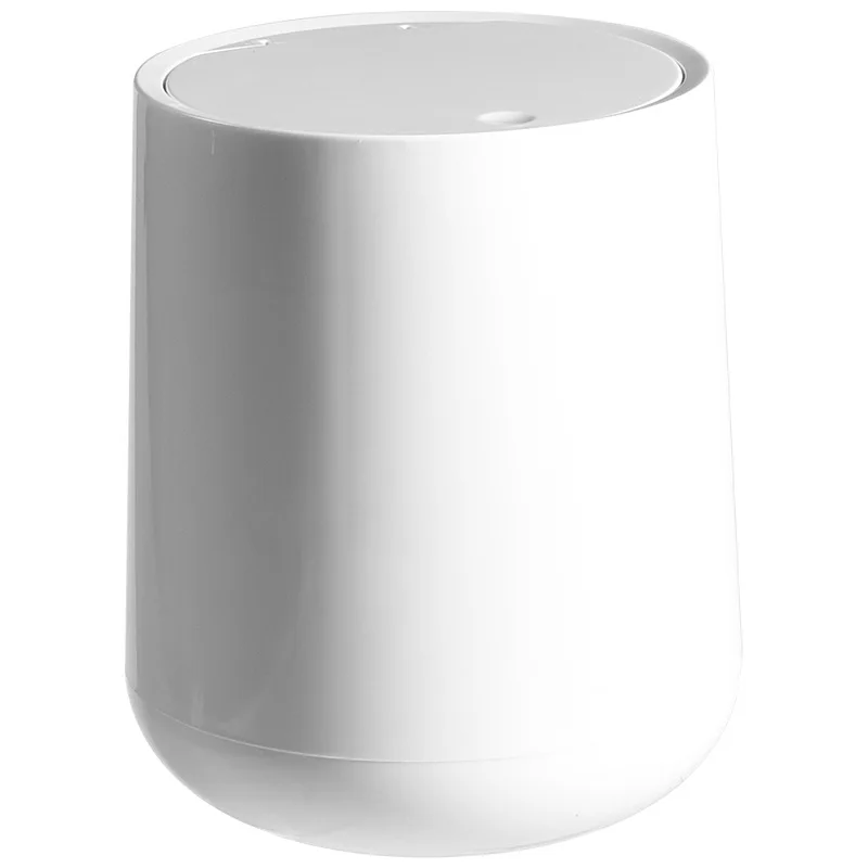 Nordic Double-Layer Waste Bins Pressing Type Round Trash Can Plastic Flip Cover Desktop Dustbin Household Cleaning Tools 10L/4L