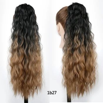 

Long Corn Wavy Ponytail hair extension Magic Paste For Black White Women Synthetic fake hair 22 Inch Corn Hair Piece Black