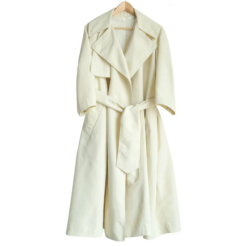 beige LANMREM/Новинка года; сезон осень-зима; модная однотонная ветровка с отворотом и карманом; свободная ветровка для похудения; PA803 - Цвет: beige