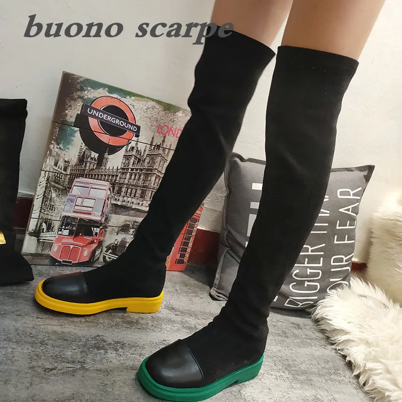 

Over the knee boots 2019 autumn new boots women's flat bottom elastic boots are thin high boots boots slim boots
