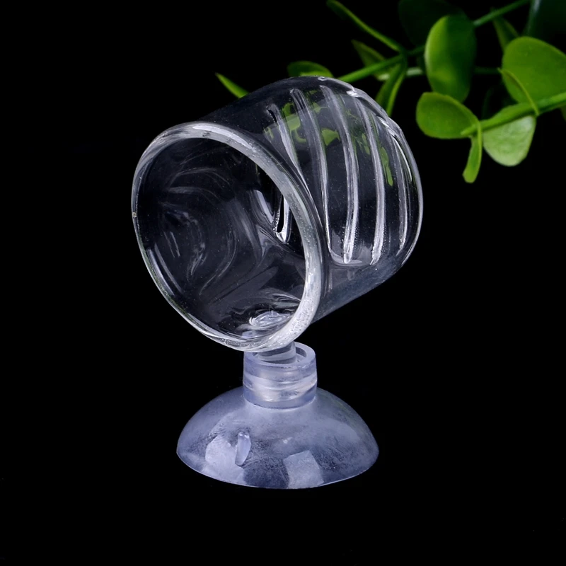 Aquarium Live Red Worm Feeder Brine Shrimp Fish Food Feeding Cups Small Clear Glass for Fish Tank with Suction Cup