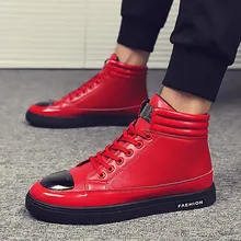 Осенняя Модная брендовая мужская кожаная спортивная обувь на платформе с высоким берцем, сохраняющая тепло, высокие кроссовки, индивидуальные водонепроницаемые I4-86