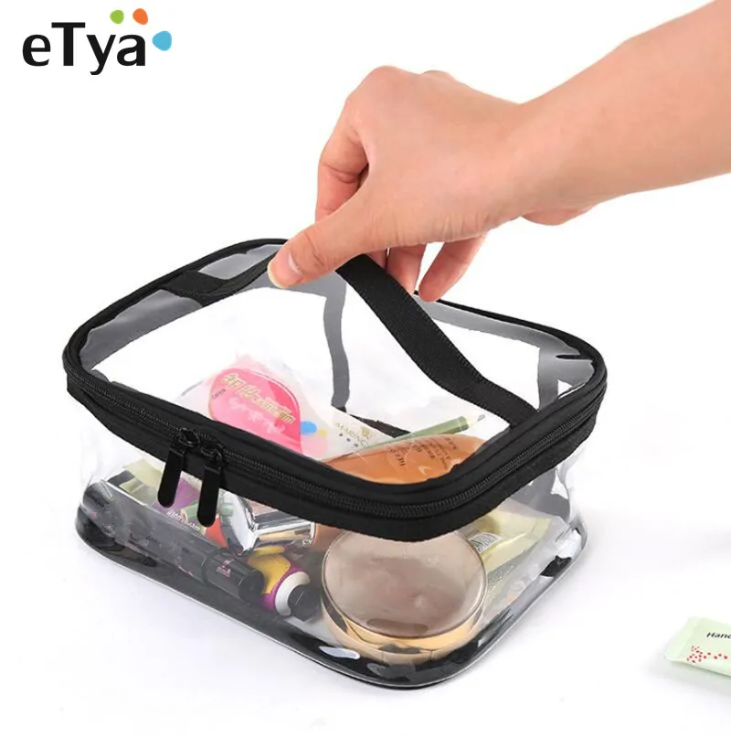

eTya Women Waterproof Cosmetic Bag PVC Transparent Zipper Female Neceser Make Up Bag Travel Wash Toiletry Bag Organizer Pouch