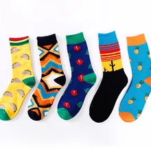 Цветные хлопковые счастливые мужские носки, женские повседневные дизайнерские брендовые носки Harajuku в британском стиле, модная новинка художественная одежда для пар
