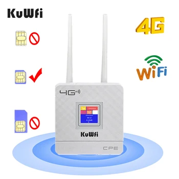 KuWfi 4G Sim Card Wifi Router CAT4 150Mbps Wireless CPE Router 4G LTE FDD/TDD Unlock Router With External Antennas WAN/LAN RJ45 1