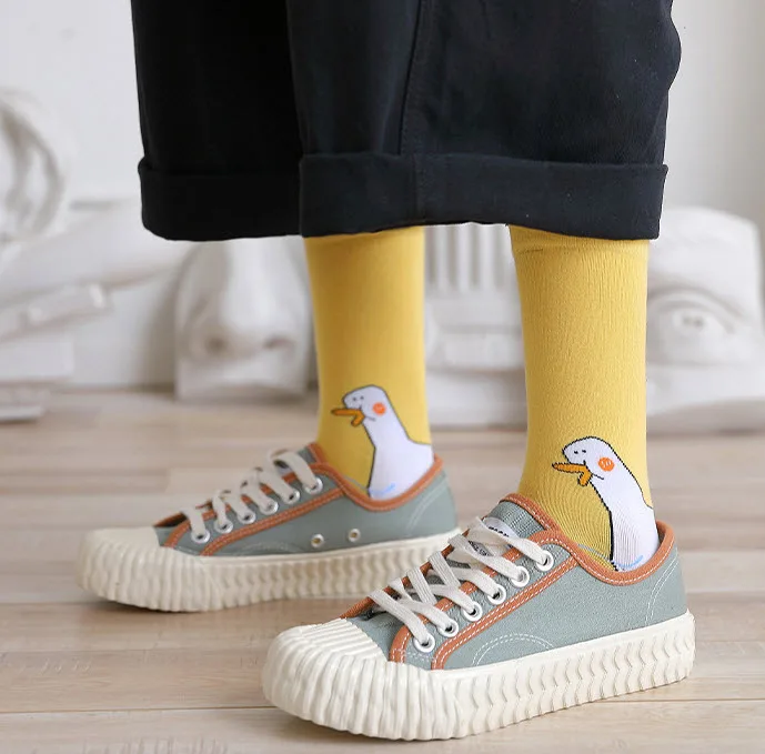 

Lovely cartoon duck knee high socks Average size Fashion cotton socks