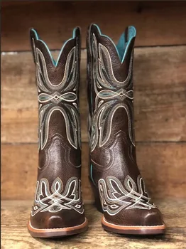 

2020 New Women Boots Autumn and Winter Semi-High Heeled Thick Heel 40-43 Large Size Women's Boots Zapatos De Mujer 2020