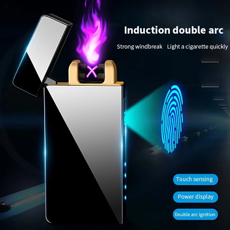 Ветрозащитная двухдуговая зажигалка плазменная беспламенная перезаряжаемая