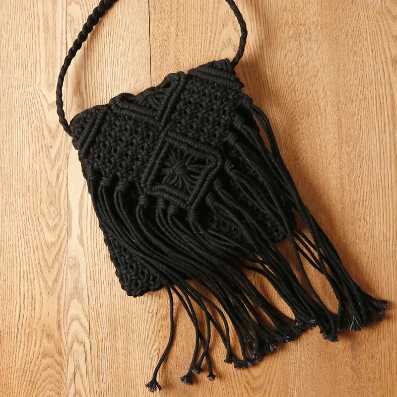 Bolsas de Praia Bolsa Crossbody Simples Borla Straddle Palha Coreano Único Ombro Algodão Tricô Verão