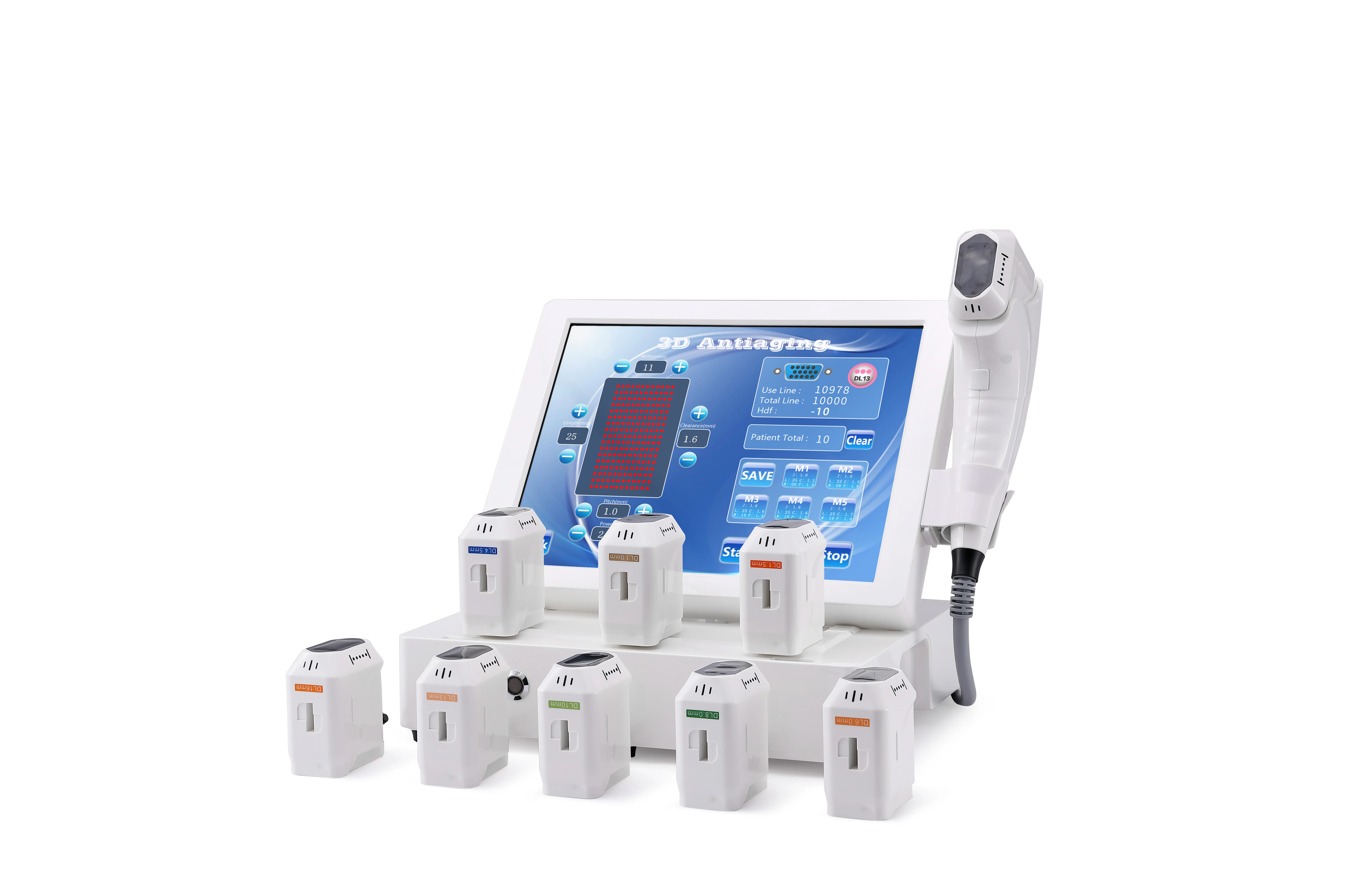 

3d-4d устройство для удаления морщин с 8 датчиками, 20000 снимков, 12 линий