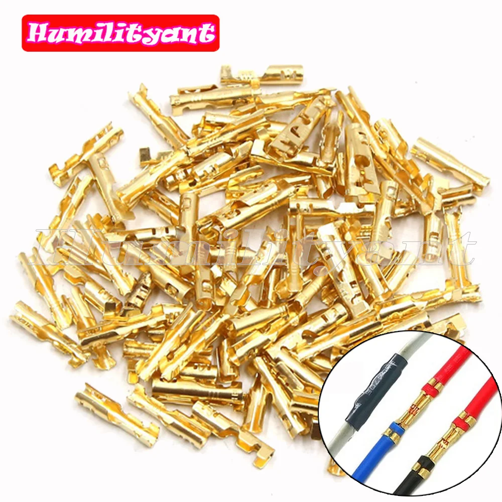 

100PCS Electrical Wire Connectors Terminals 0.5-1.5mm² Golden Crimp U shaped Copper Buckle Terminal