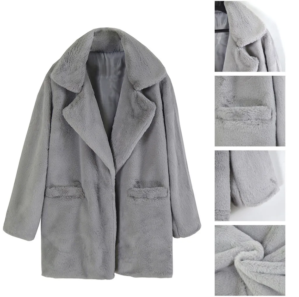 Womail, женские пальто, женские модные зимние теплые плотные пальто, одноцветные куртки с карманами, длинные пальто на пуговицах для женщин Abrigo S-XL