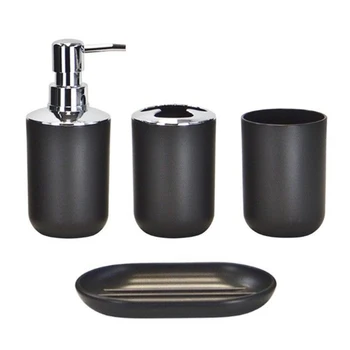 

4pcs Toothbrush Holder Easy Clean Home Liquid Bottle Anti Slip Soap Dish Tumbler Shower Freestanding Bathroom Accessories Set