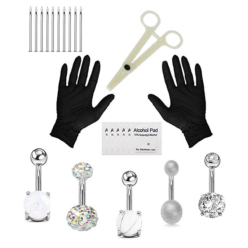 24Pcs/15Pcsแหวนลิ้นจมูกริมฝีปากSeptumคีมเข็มเจาะเครื่องประดับBody Piercingเครื่องประดับชุดชุด