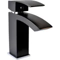 Vidric Factory Direct Modern Watermark Square Style Wall 1/4 Turn Bath Tub Solid Brass Black Tap Mixer Spout Wels Hot&Cold Show