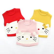 Детский свитер, жилет для маленьких девочек коллекция года, весенняя одежда стильный вязаный жилет с милым рисунком для малышей возрастом до 5 лет