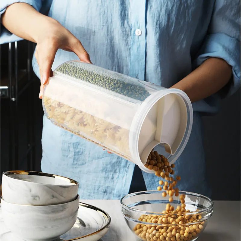 

1pc Plastic Food Kitchen Container Sealed Crisper Grains Tank Storage Compartment Kitchen Sorting Rice Storage Box Container