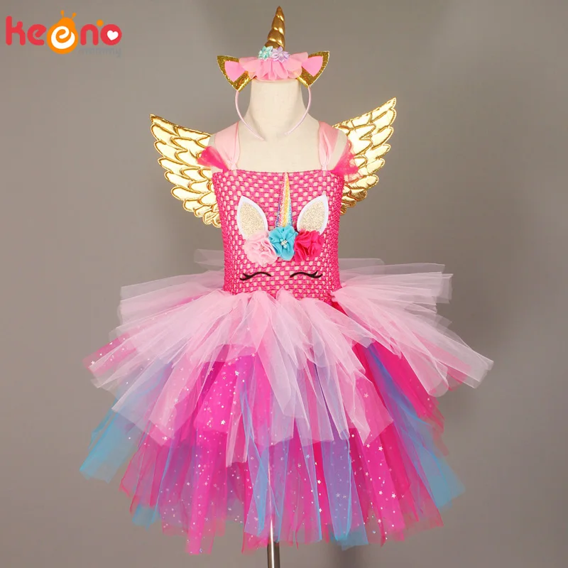 Jxstar Flower Unicorn Costume for Girls Pageant Princess Tutu Party Dresses 