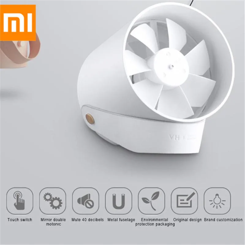 

S SKYEE Original Xiaomi VH Mini USB Cooler Portable Double-Blade Desk Cycle Fan Touch Switch Black/White For Office School Use
