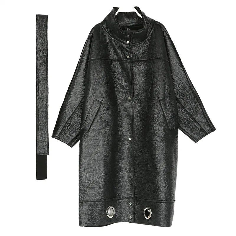 Autumn and Winter New Artificial Leather Jacket Women Fashion Europe and The United States Loose Casual Large Size Leather