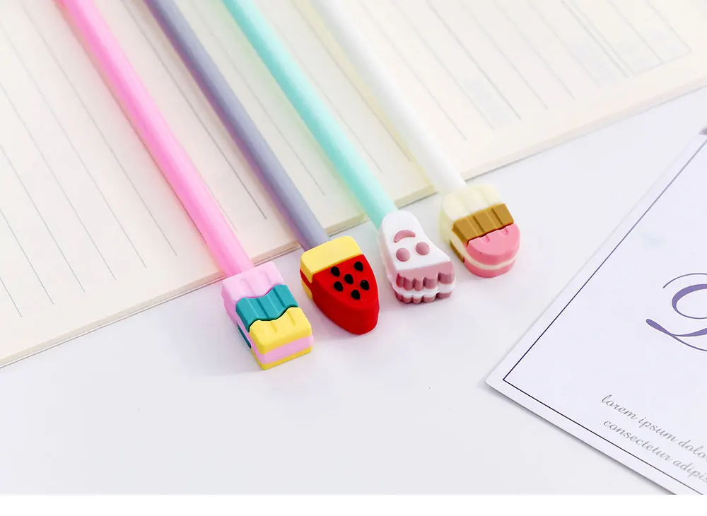 10 pcs/Pack Cute Ice cream Cartoon gel pen plastic material escolar kawaii stationery school office supplies for children gift