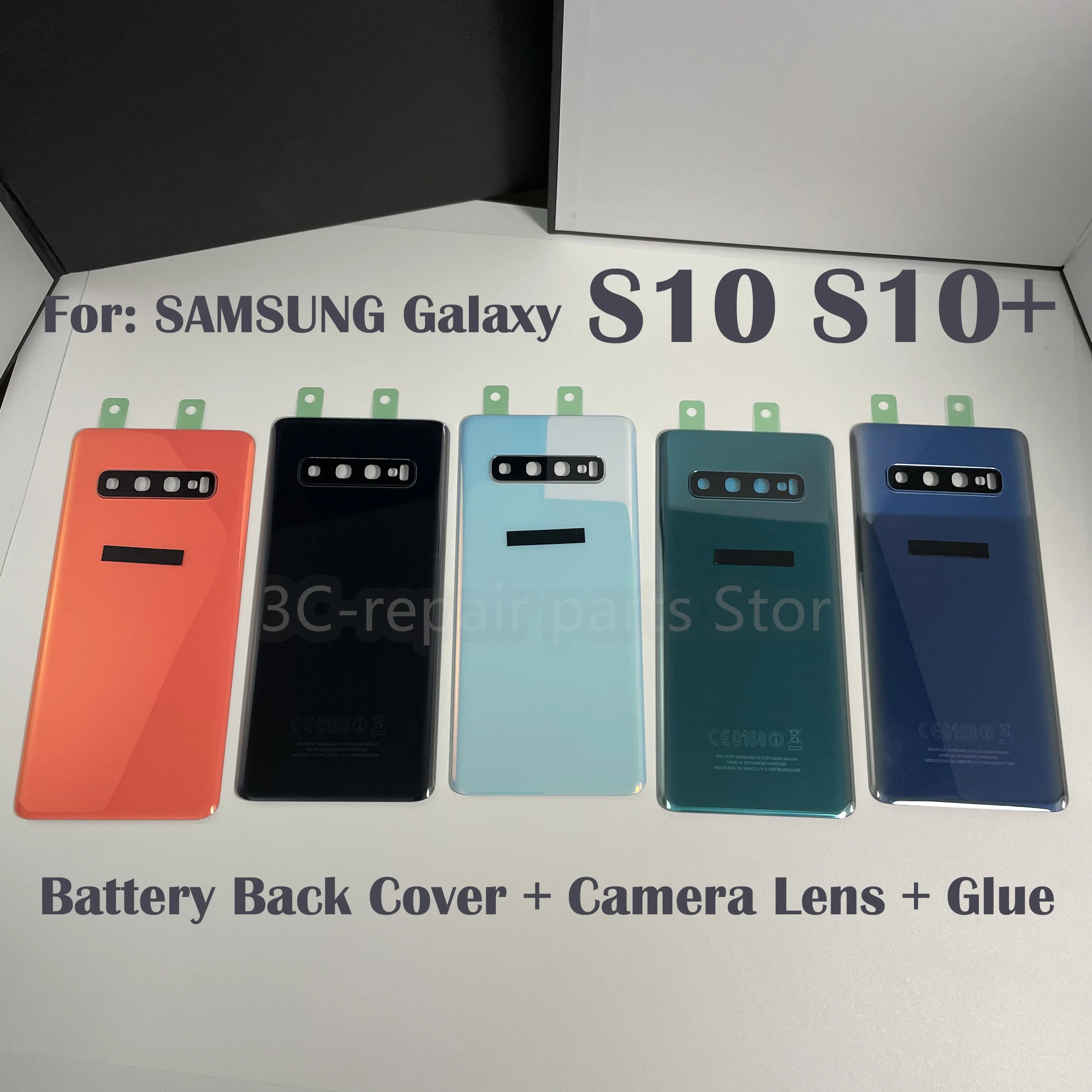 AAA Good For Samsung Galaxy S10 G973F S10+ G975F Rear Glass S10plus Battery Back Cover Housing replacement+Camera Lens+Glue | Мобильные