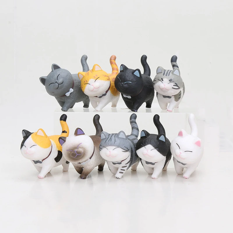 

9pcs Set 2-4CM Japan Cat Bell Figures Cute Cartoom Cat Action Figure Neko Cat Figures Collection Model Toys