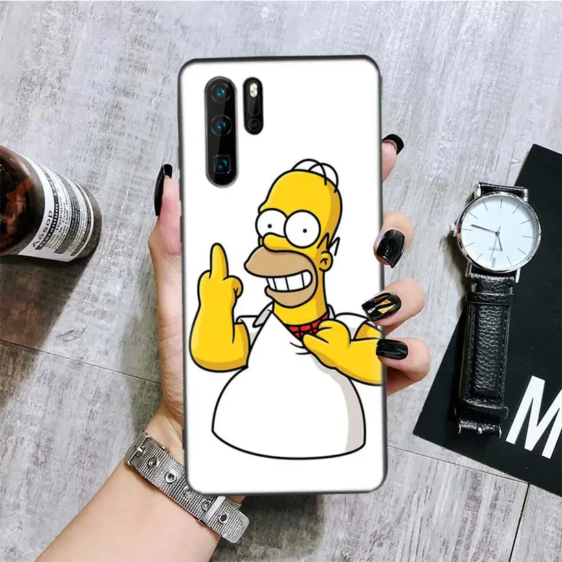 Funny Homer J Simpson Black Cover Phone Case For Huawei Mate 30 20 10 P30 P20 5
