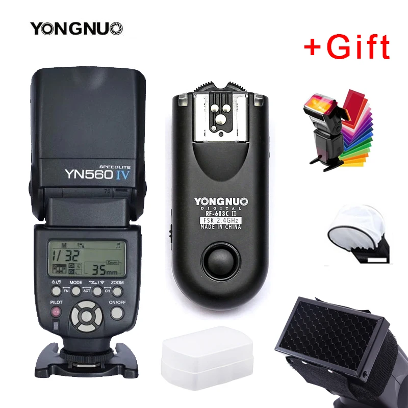 YongNuo YN 560IV YN 560 IV YN 560 Вспышка Speedlite для Canon Nikon Olympus Pentax с YongNuo RF603 II беспроводной триггер вспышки - Цвет: 560iv with Trigger