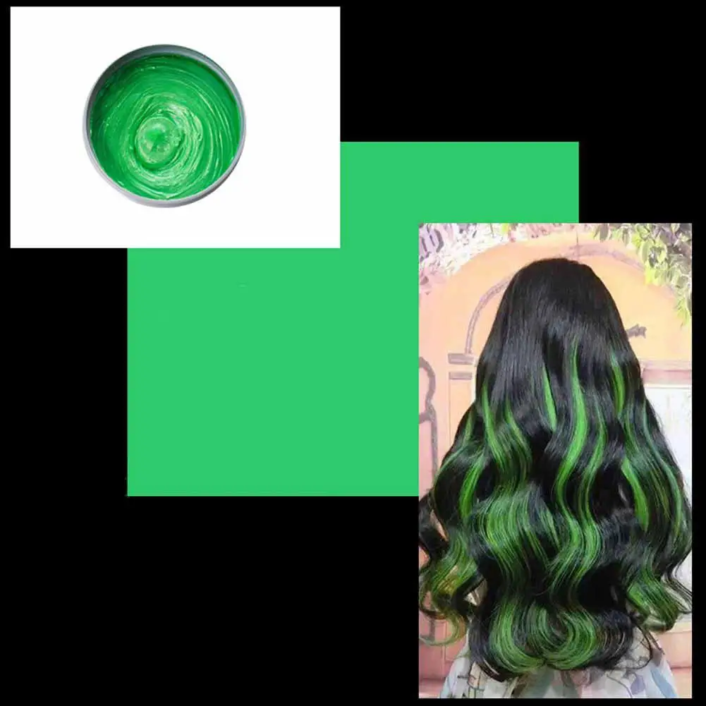 Многоцветная одноразовая краска для волос цветной воск одноразовая формовочная паста краска для волос крем для грязи - Цвет: green