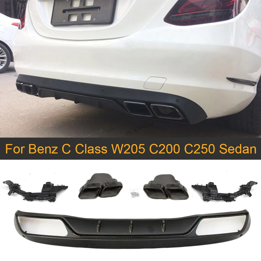 Диффузор для заднего бампера Mercedes Benz C Class W205 C200 C250 Седан 4 двери 2015 2017 Non Sport C63