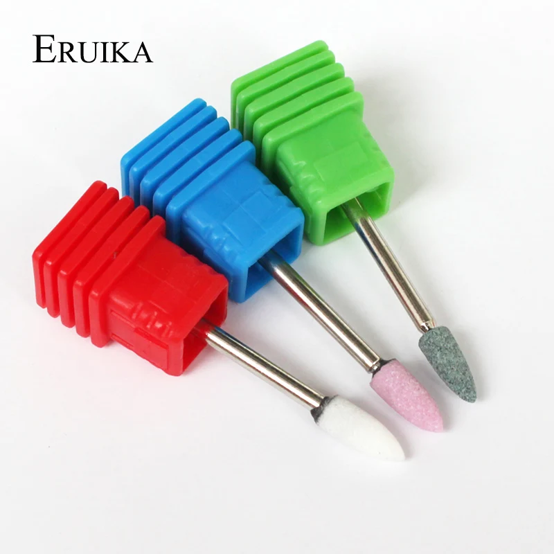 

ERUIKA 1PC Ceramic Stone Pointed Sharp Nail Bits Korund Matieral Electric Nail Drill Machine Nail File Nail Cutter