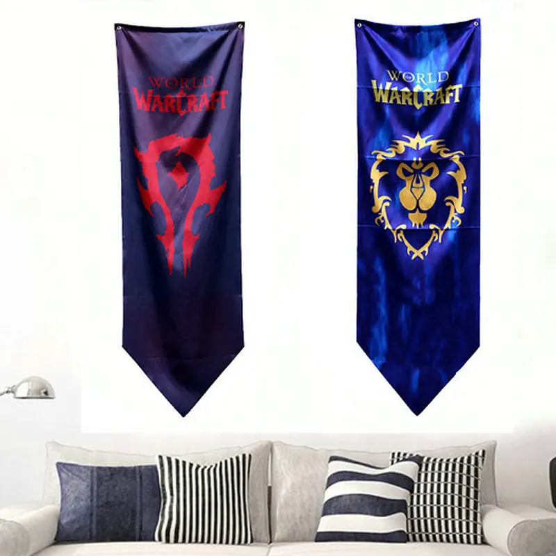 190x60cm Newest Design World Of Warcrafts Alliance Horde Banner Flag Dacron WOW Hanging Movie Wall Bar KTV Decor | Дом и сад