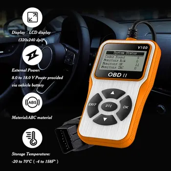 

V100 OBD2 Auto Scanner Handheld Multi-functional Durable Portable 6 Language Backlit LCD OBD II Car Diagnostic Tool Code Reader