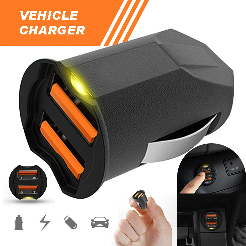 

2.1A Mini Dual USB Ports Car Auto Charger For Smart Mobile Cell Phone Cigarette Lighter Socket Powered Car Charger Accessories