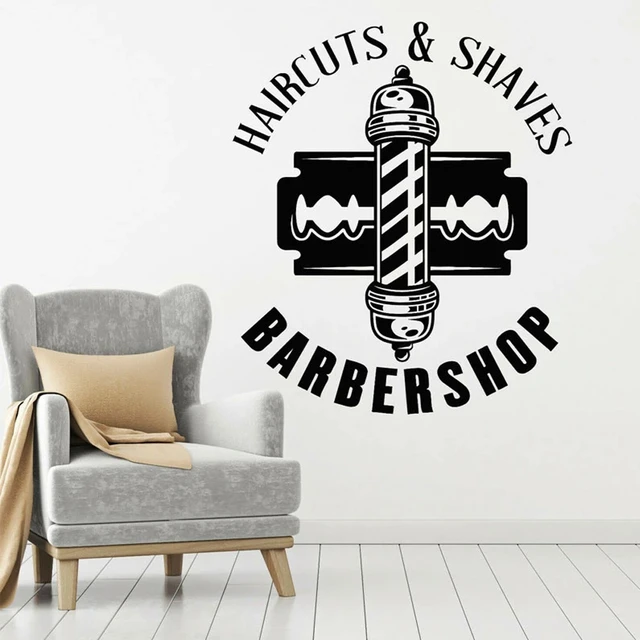 Hair Salon Vinyl Decals Hair Cut And Shaves Vinyl Wall Window Poster Mural  Hipster Man Barbershop Wall Sticker Barber Sign - AliExpress