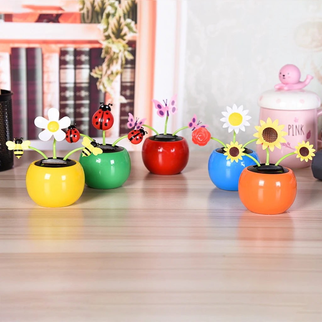 5x Solar Powered Dancing Flower Insect  Toy Car Dashboard Ornament