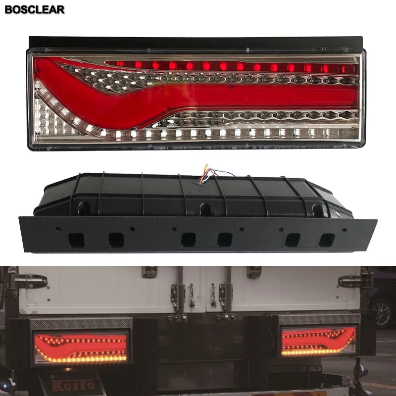 

2X LED lorry Truck Trailer Tail Lights Lamp Brake Stop Turn Sequential Flowing Signal Warning Light For Volvo Mitsubishi UD hino
