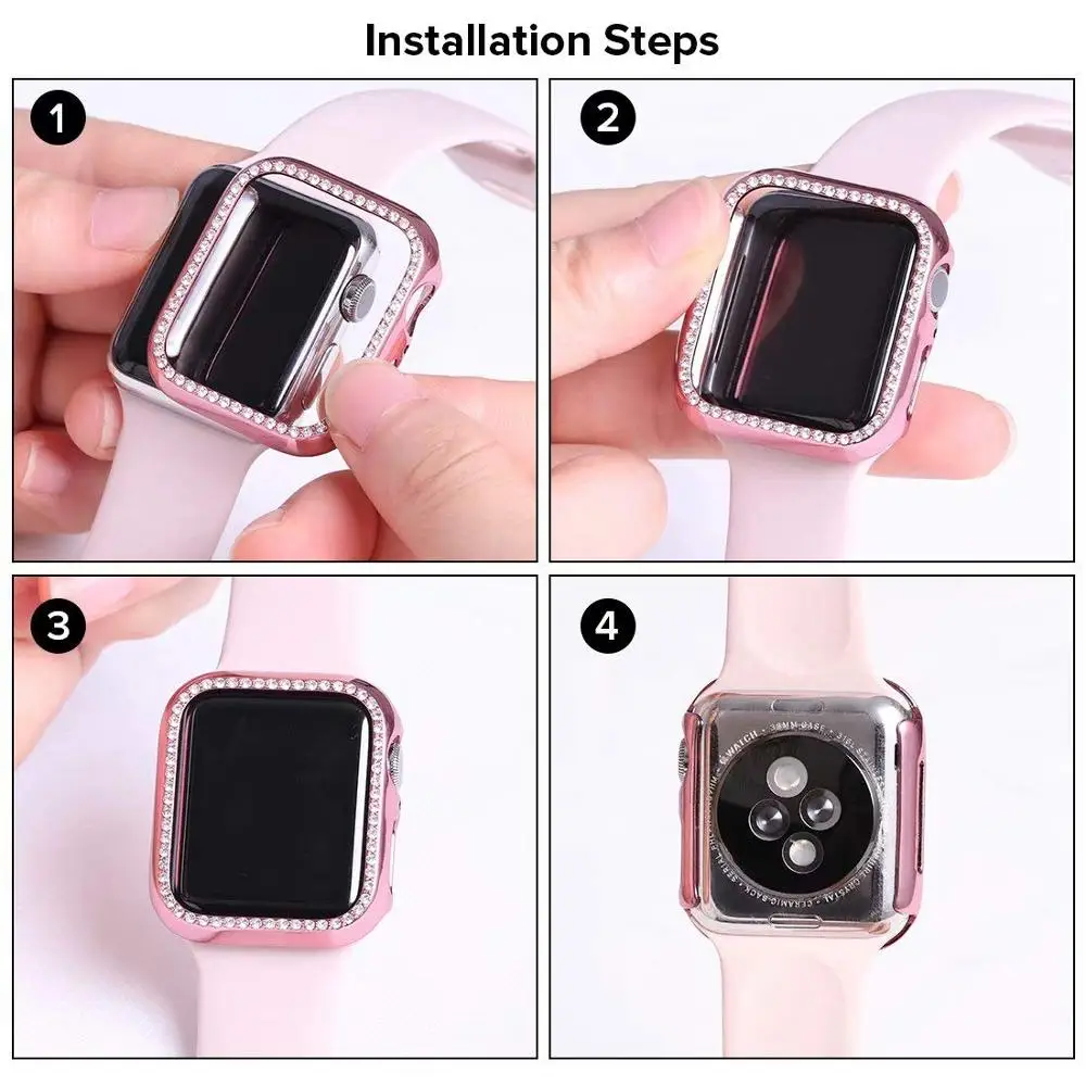 Шикарный бампер для Apple watch чехол Apple watch 4 44 мм 40 мм 42 мм 38 мм Алмазный протектор чехол iWatch 4 3 2 1 Аксессуары 38