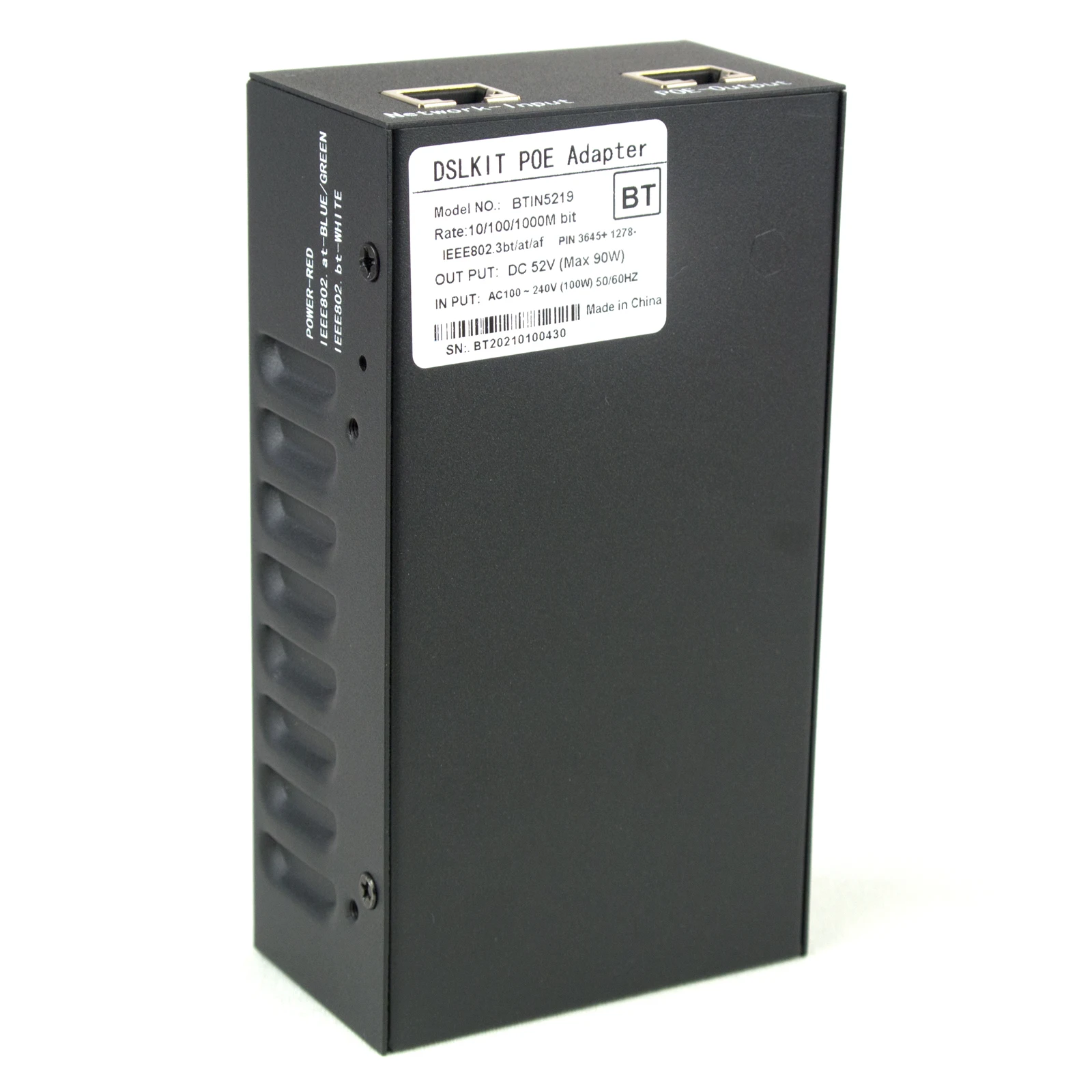 DSLRKIT 12Volt 65Watts 802.3BT PoE Kit (Splitter + Injector) Gigabit Ultra PoE++ Adapter