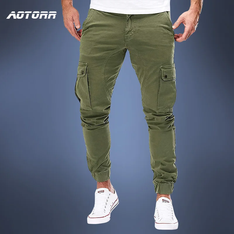 Men Cargo Military Pants Autumn Casual Skinny Pants Army Long Trousers
