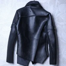 Зимняя Мужская короткая приталенная куртка из искусственной кожи, роскошная дизайнерская панк модная теплая кожаная куртка на молнии, Мужская одежда для сцены, Мужская S-3XL