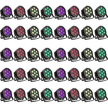 

40pcs/ lot 7x12w led par light rgbw 4in1 led dmx512 flat par light professional stage lighting equipment