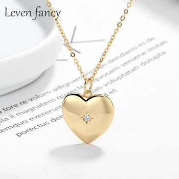 

Elegant Golden Love Heart Necklace 925 Sterling Silver Romantic Star CZ Pendant Necklaces Daughter Wedding Girlfriend Gifts