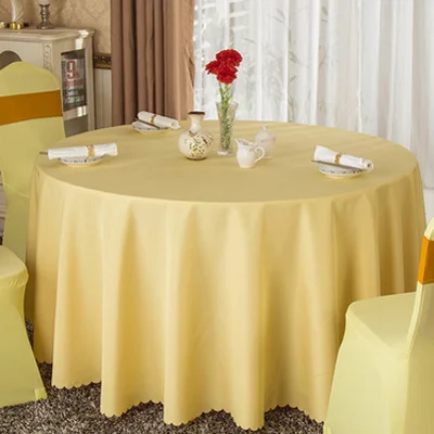 Ресторанная белая круглая скатерть из полиэстера однотонная скатерть для гостиничного Банкет Ресторан домашний декор - Цвет: Beige Yellow