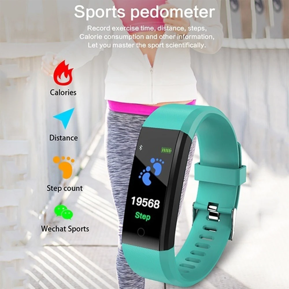 ID115plus Bluetooth умный Браслет цветной экран браслет с монитором сердечного ритма кровяное давление фитнес-трекер Смарт-часы группа для мужчин