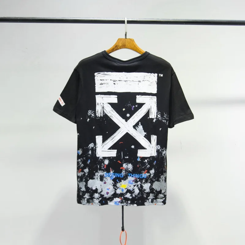 

2020 off white- Hip hop streetwear T-Shirts Cody Carson Starry sky firework Funny arrows Clothing Casual Short Sleeve t shirt