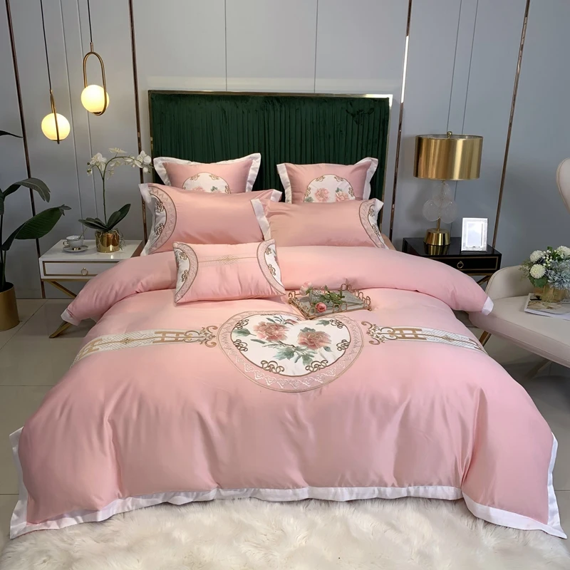 Chinese Style 60s Satin Washed Silk Bedding Set Duvet Cover Bed Linen